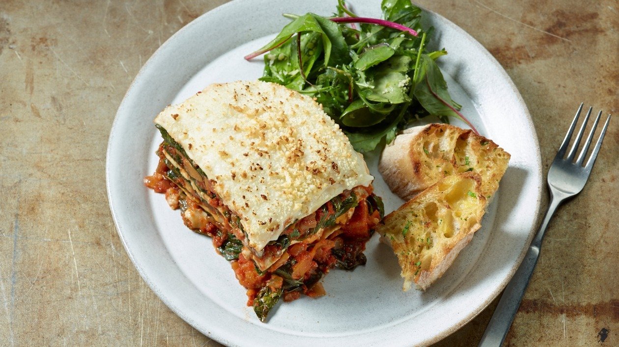 Lasagne med Spinat, Græskar og Aubergine – - Opskrift