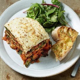 Lasagne med Spinat, Græskar og Aubergine Lasagne med Spinat, Græskar og Aubergine