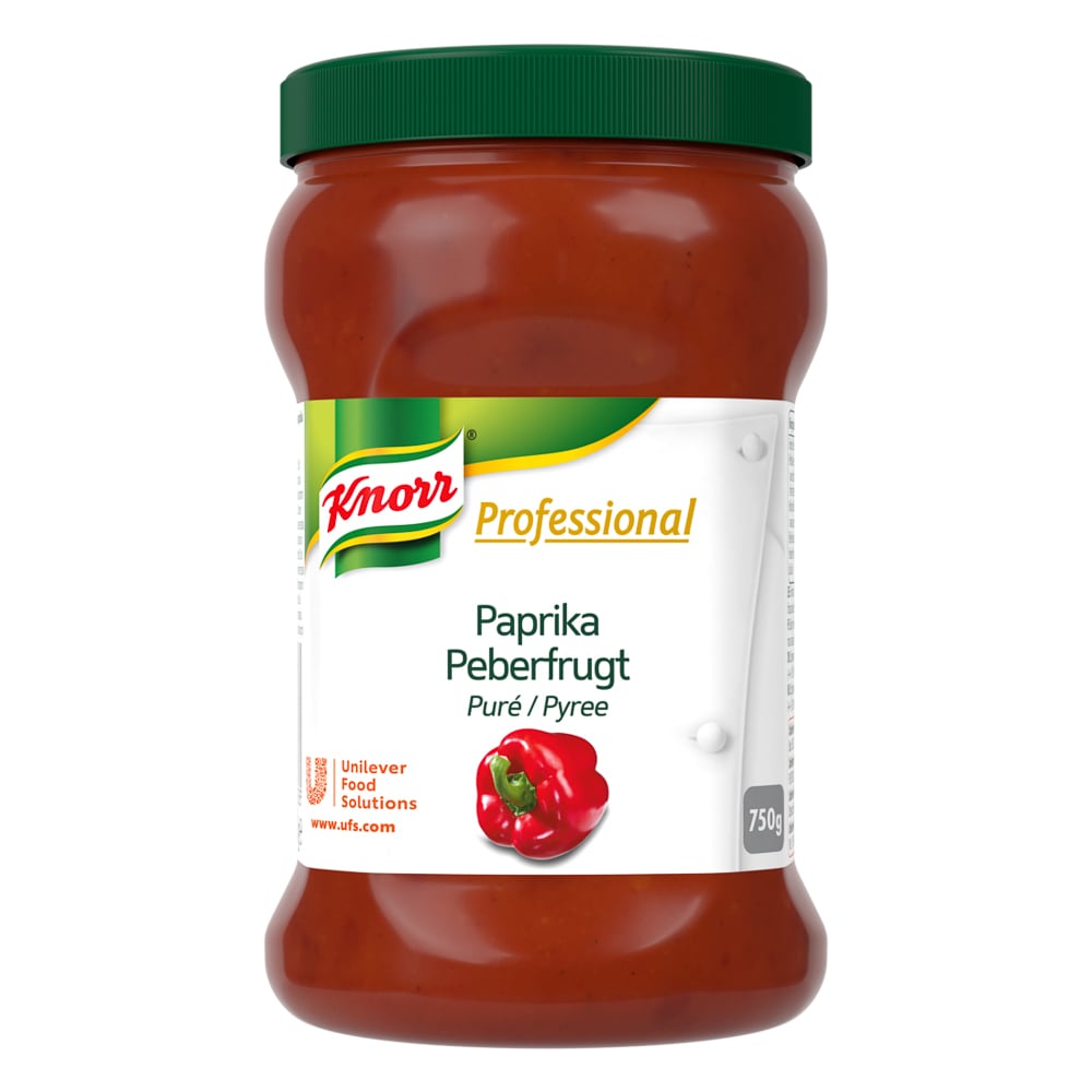 Knorr Professional Krydderipuré Peberfrugt 2 x 750 g - Knorr Professional paprika‑krydderpuré med fyldig og afrundet paprikasødme – klar til brug.