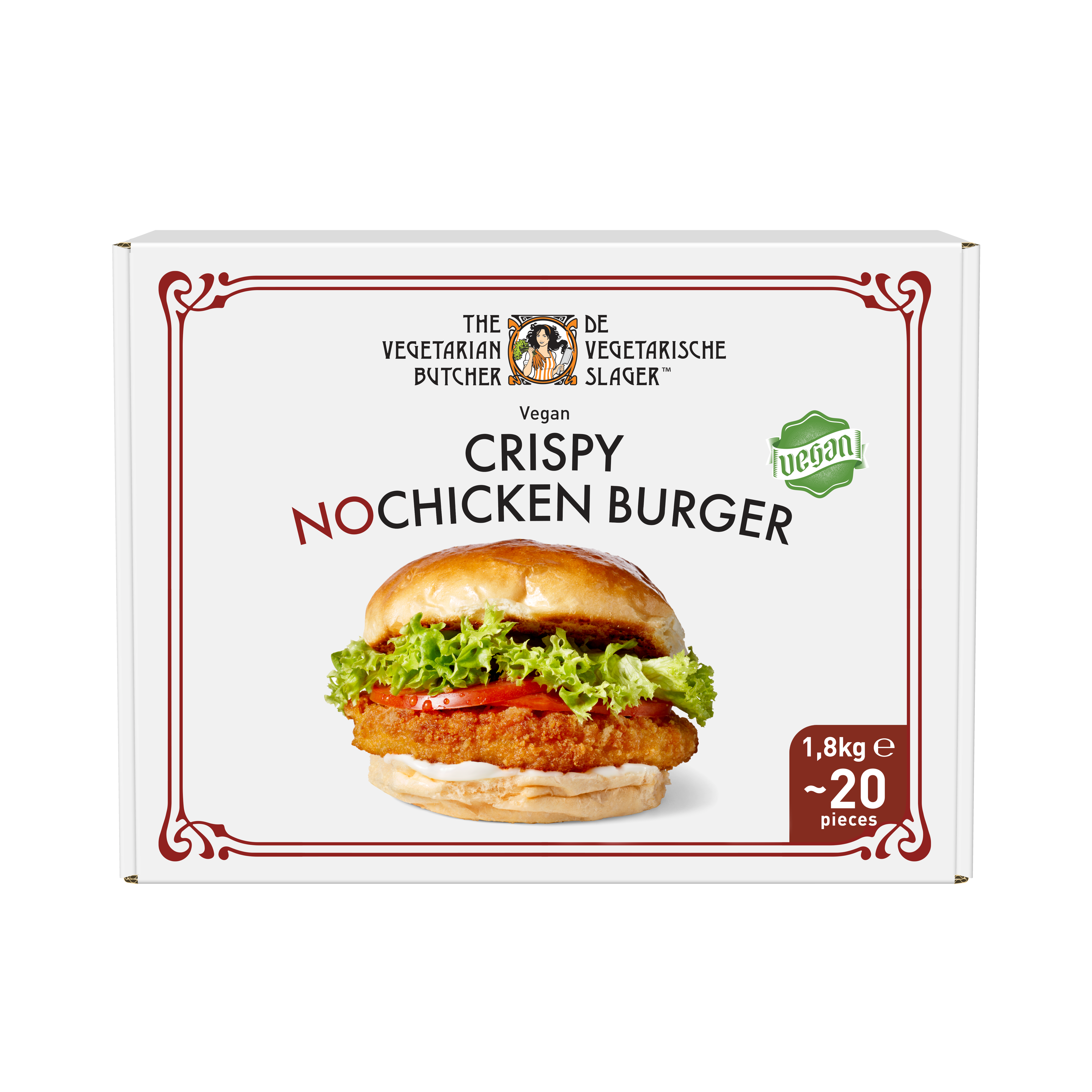 The Vegetarian Butcher Crispy NoChicken Burger, 1,8 kg  (20x90g)