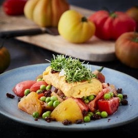 Karse omelet og sort quiona knas Karse omelet og sort quiona knas