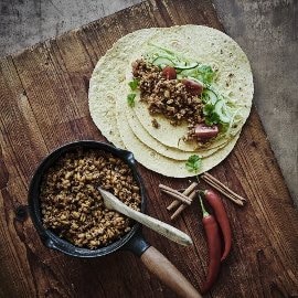 Tortillas med kylling og kamuthvede Tortillas med kylling og kamuthvede
