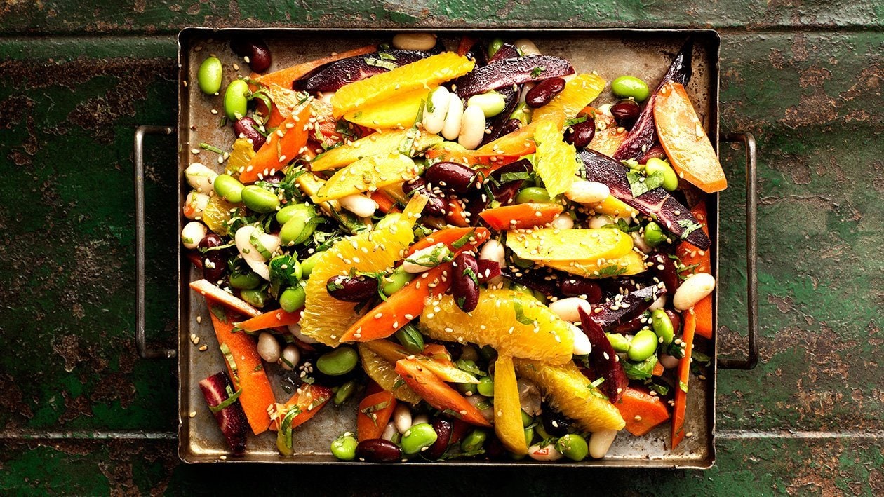 Salada de Feijao - Bønnesalat med gulerødder og koriander