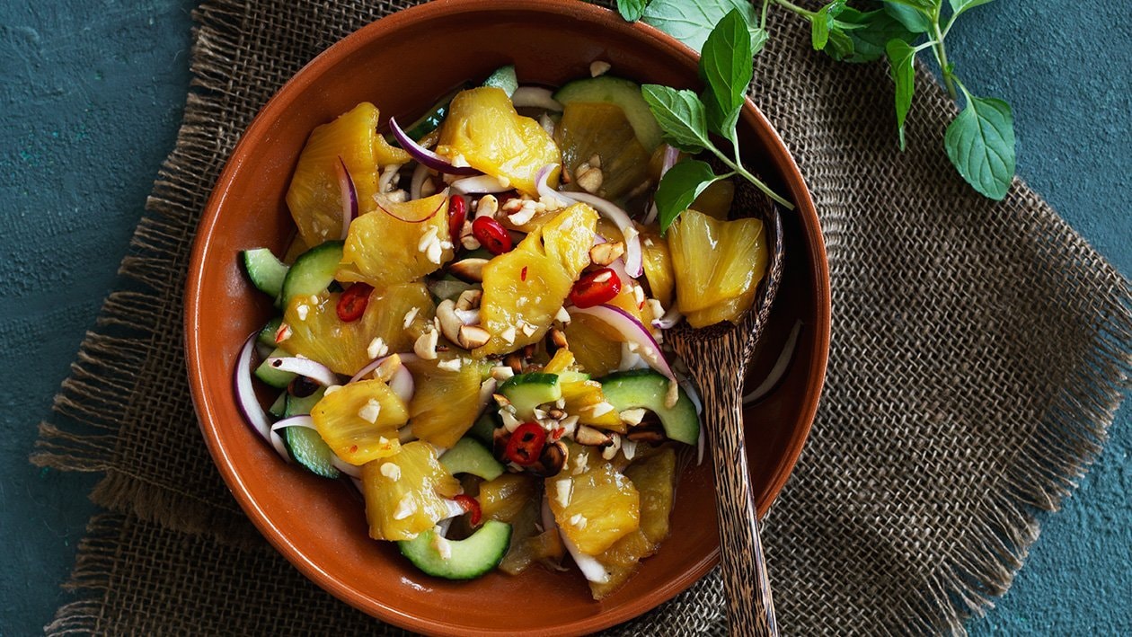 Karameliseret ananassalat – - Opskrift