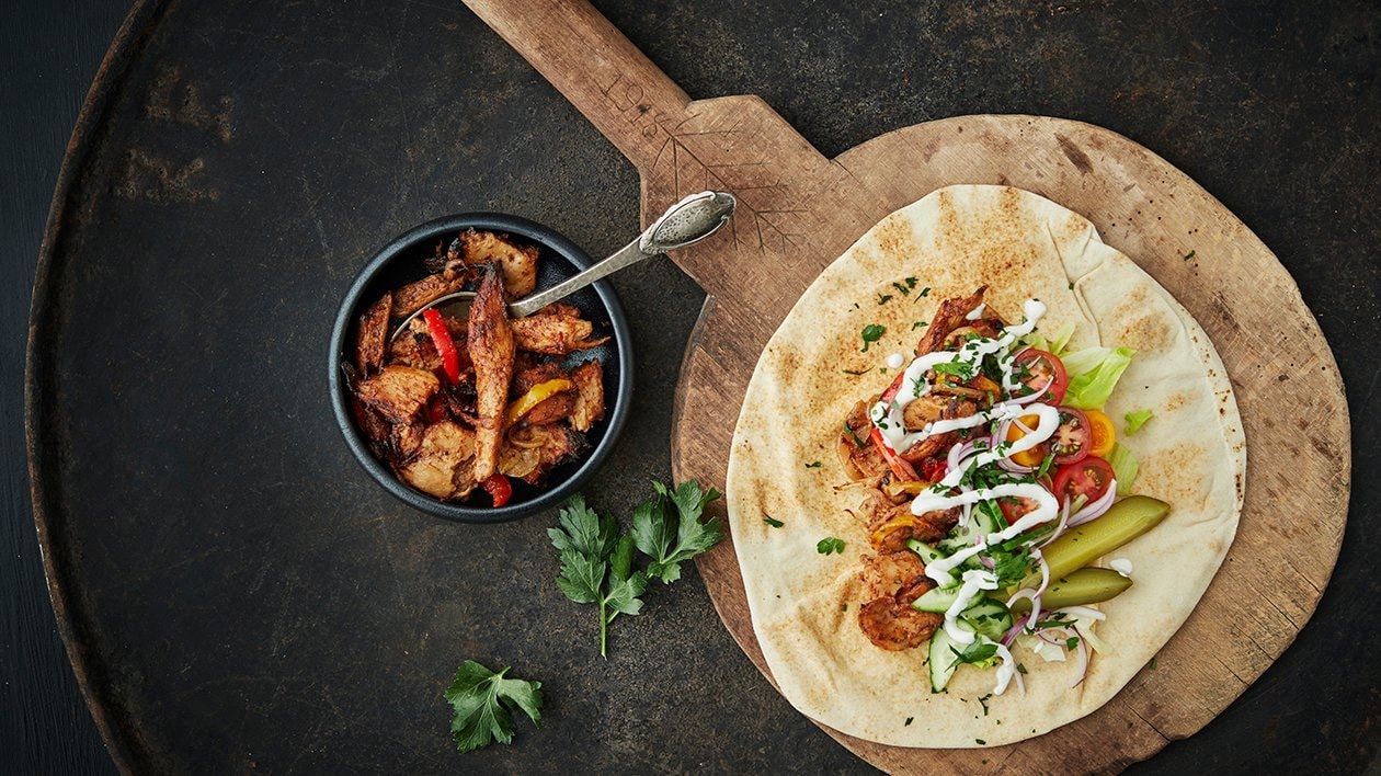 Baby shawarma med mynte/citrondressing – - Opskrift