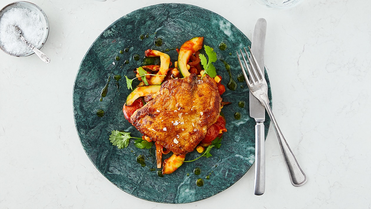 Kyllingeoverlår med spicy kikærtekompot – - Opskrift