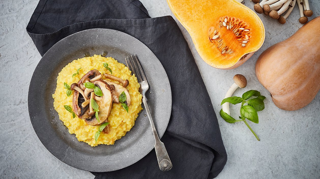 Butternut squash risotto med skovsvampe – - Opskrift Butternut squash risotto med skovsvampe – - Opskrift