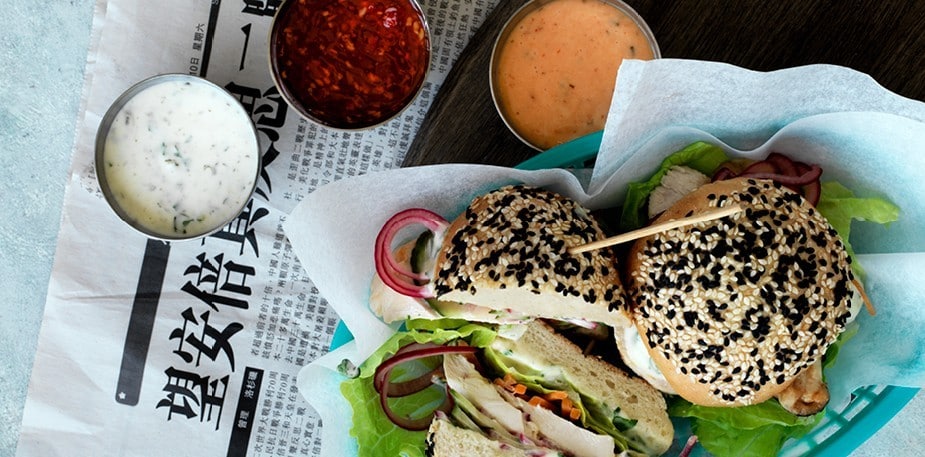 Shisoburgare med  wasabimajonnäs Shisoburgare med  wasabimajonnäs