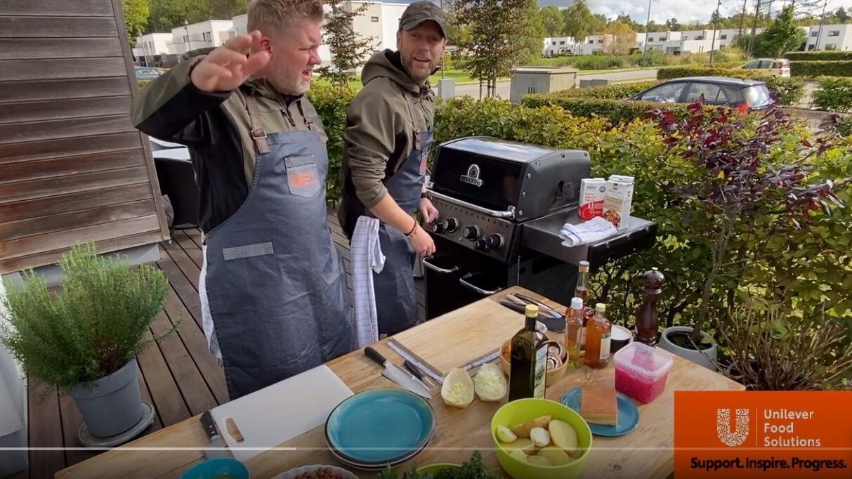 Svampestuvning på grillen