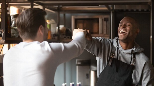 2 chefs laughing 2 chefs laughing